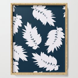 Tropical Leaves in Indigo Serving Tray