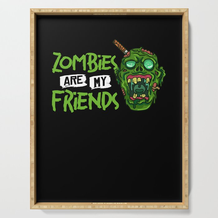 Scary Zombie Halloween Undead Monster Survival Serving Tray