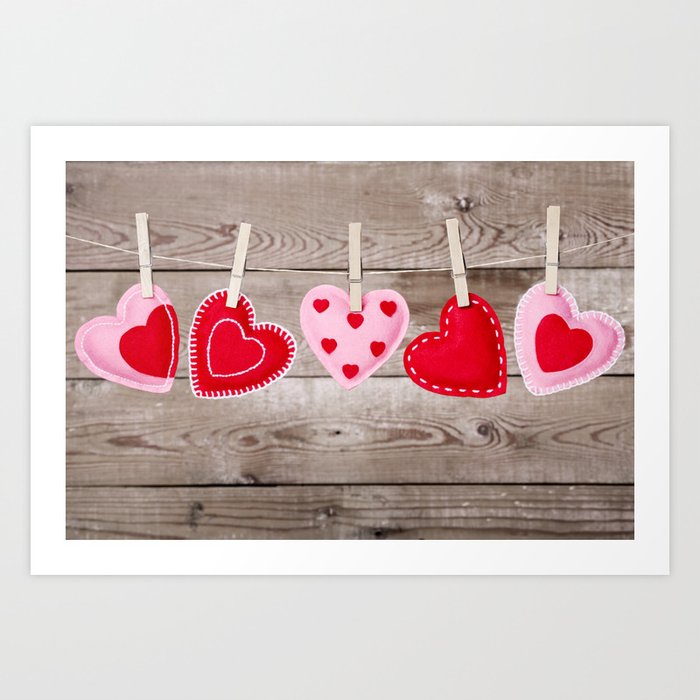 Ii Clothesline With Valentine S Day Hearts Decorations On A