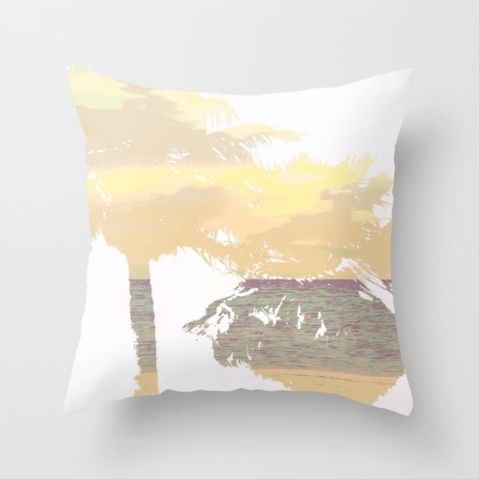Palm Tree Beach Silhouette Southern California Print Throw Pillow