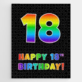 [ Thumbnail: HAPPY 18TH BIRTHDAY - Multicolored Rainbow Spectrum Gradient Jigsaw Puzzle ]