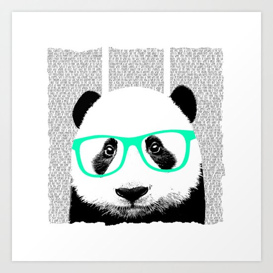Panda with teal glasses Art Print