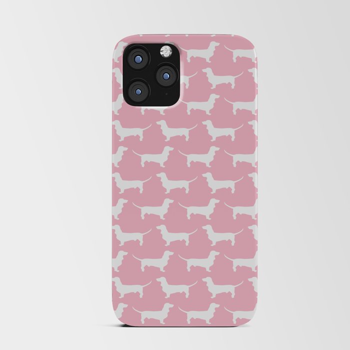 Pink Dachshund Silhouette Pattern iPhone Card Case