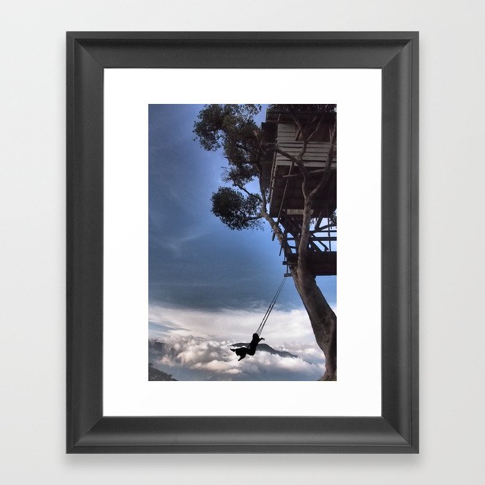 Girl on swing Framed Art Print