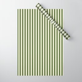 [ Thumbnail: Beige and Dark Olive Green Colored Pattern of Stripes Wrapping Paper ]