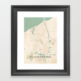 St. Catharines, Canada - Vintage Map Framed Art Print