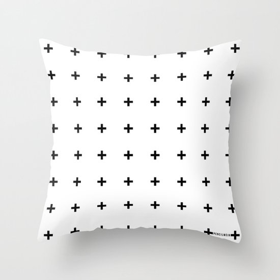 Black Plus on White /// www.pencilmeinstationery.com Throw Pillow