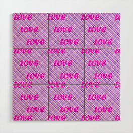Pink And Purple Plaid Trendy Modern Love Collection Wood Wall Art