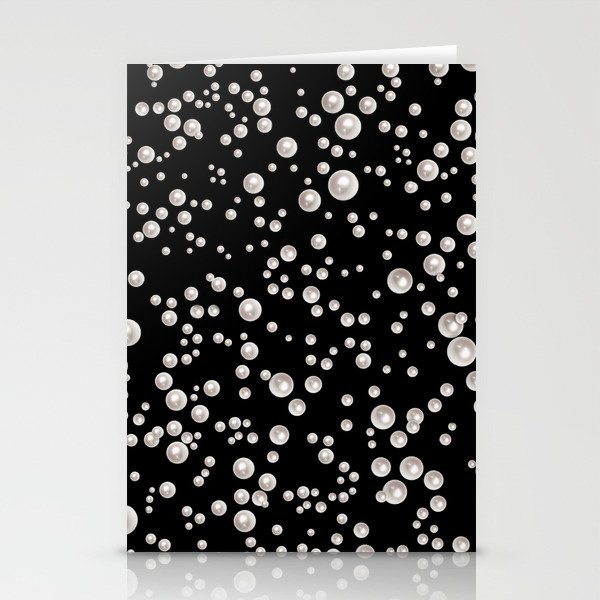 Pearls on Black Stationery Cards