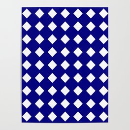 rhombus and tartan 6–  blue and white Poster