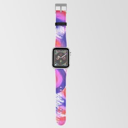 Abstract Wavy Squiggles Painting - Hot Red, Blue and Magenta Apple Watch Band