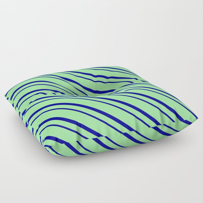 Green & Dark Blue Colored Striped/Lined Pattern Floor Pillow