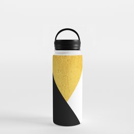 Abstract geometric modern minimalist collage of black, white, gold texture colorblock Water Bottle