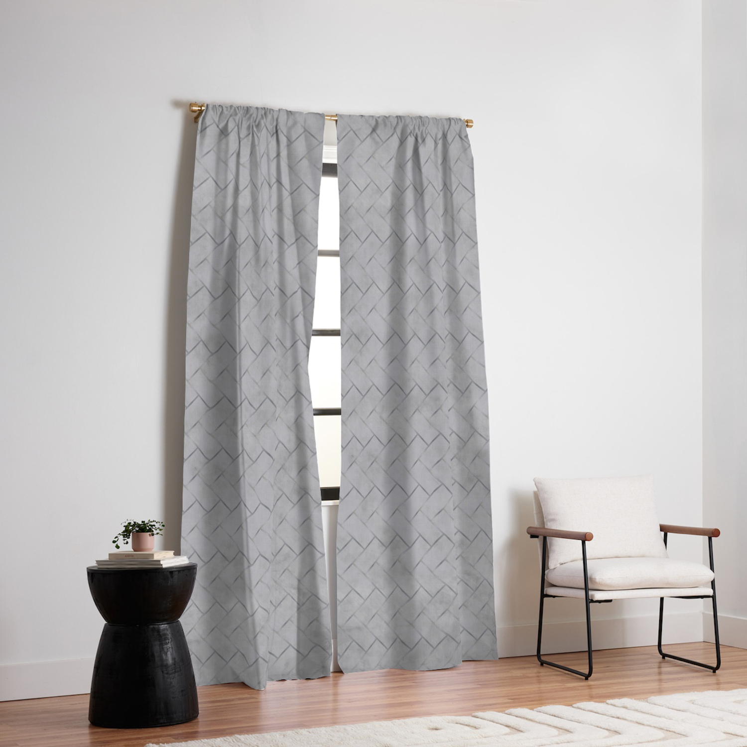 Gray Metallic Textile Texture Blackout Curtain By Iaeznaart Society6