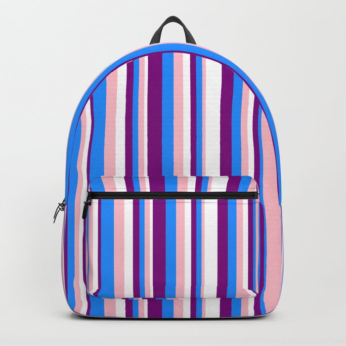 Pink, Blue, Purple, and White Colored Stripes/Lines Pattern Backpack