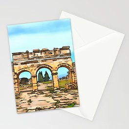 Frontinus Gate in Hierapolis, Pamukkale Black Outline Art Stationery Card