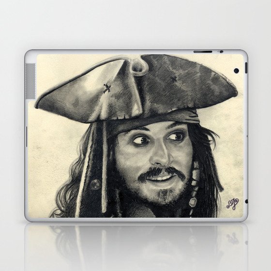 Captain Jack Sparrow ~ Johnny Depp Traditional Portrait Print Laptop & iPad Skin
