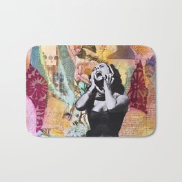 The Ultimate Release Bath Mat | Collage, Decoupage, Pop Art, Ladyjennd, Magenta, Paper, Black And White, Yellow, Vintage, Release 