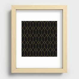 Black Gold Art Deco Geometric Pattern Recessed Framed Print