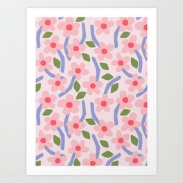 Floral dance pattern - pastel Art Print