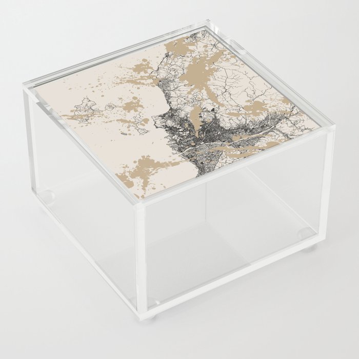 Japan, Matsuyama - Black&White City Map - Aesthetic Acrylic Box