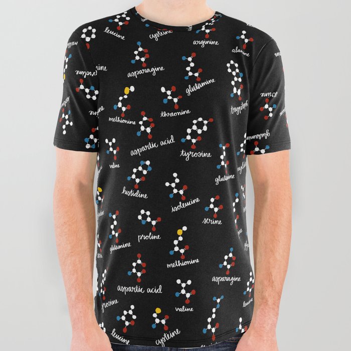 Labeled Amino Acids All Over Graphic Tee