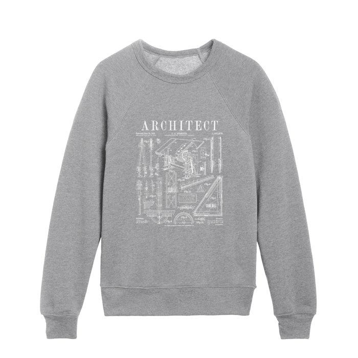 Architect Architecture Student Tools Vintage Patent Print Kids Crewneck