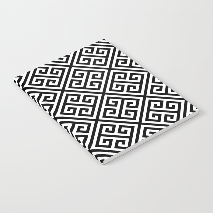 black and white pattern , Greek Key pattern -  Greek fret design Notebook