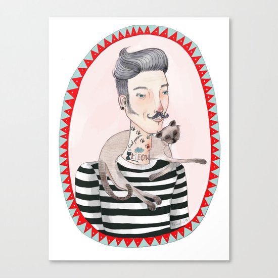 He is a cat person! Canvas Print