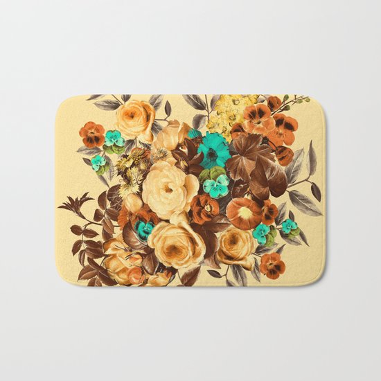 Watercolor Floral Pattern Bath Mat
