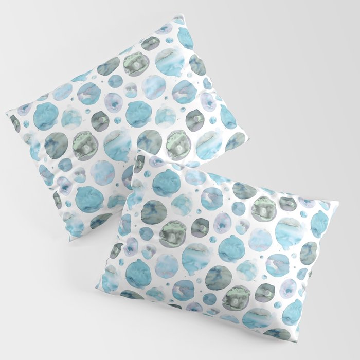 Blue Watercolor Polka Dots Pillow Sham