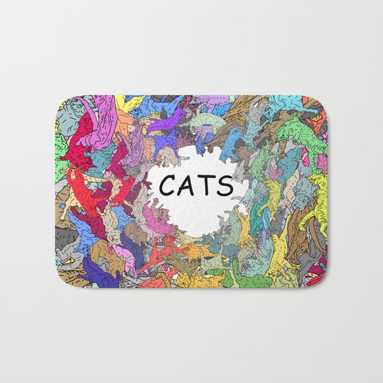Colorful Rainbow Cats Bath Mat
