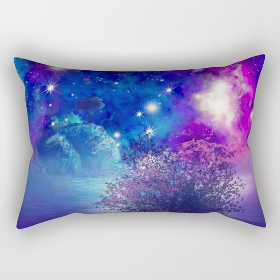 purple blue galaxy landscape Rectangular Pillow