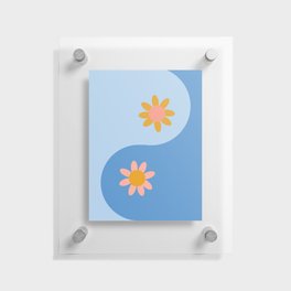 Yin Yang floral - blue Floating Acrylic Print