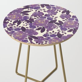 Elegant ivory gold lavender purple watercolor floral  Side Table