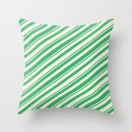 [ Thumbnail: Sea Green & Beige Colored Lines Pattern Throw Pillow ]
