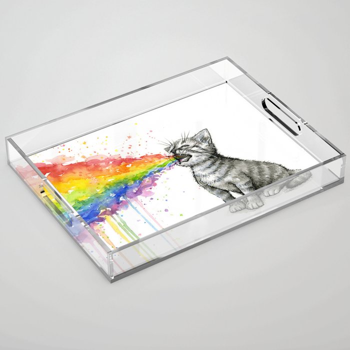 Kitten Puking Rainbow Acrylic Tray