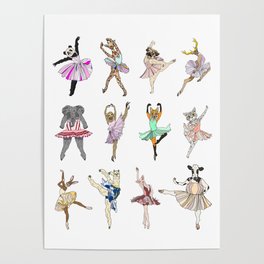 Animal Square Dance Hipster Ballerinas Poster