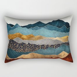 Amber Dusk Rechteckiges Kissen | Contemporary, Blue, Mountains, White, Landscape, Silver, Red, Hills, Nature, Abstract 