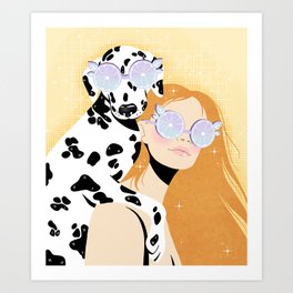 Fancy dog and a girl Art Print