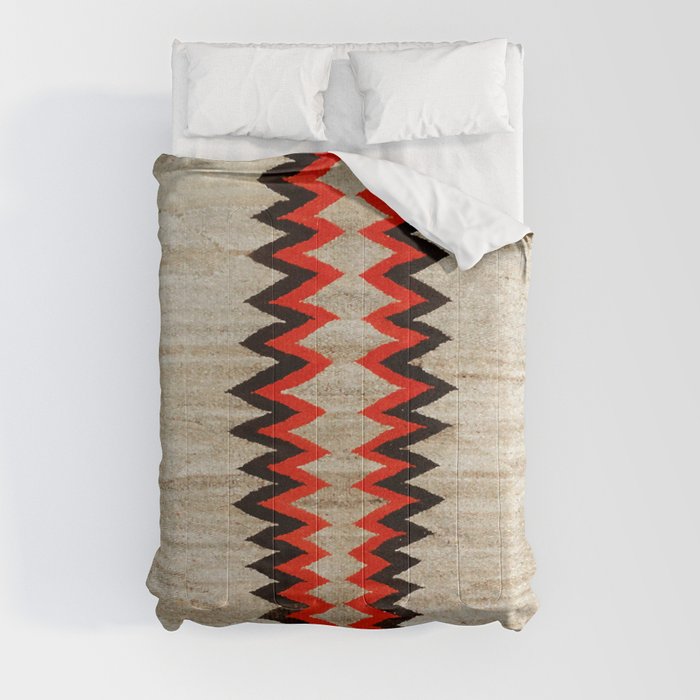 Antique Navajo Rug With Chevron Stripes Print Comforter