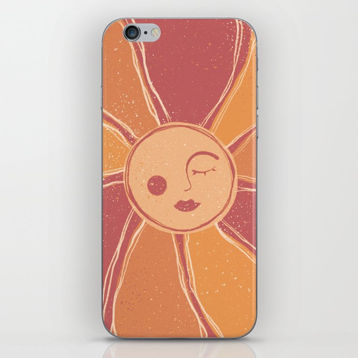 Retro Orange Mystic Sun iPhone Skin