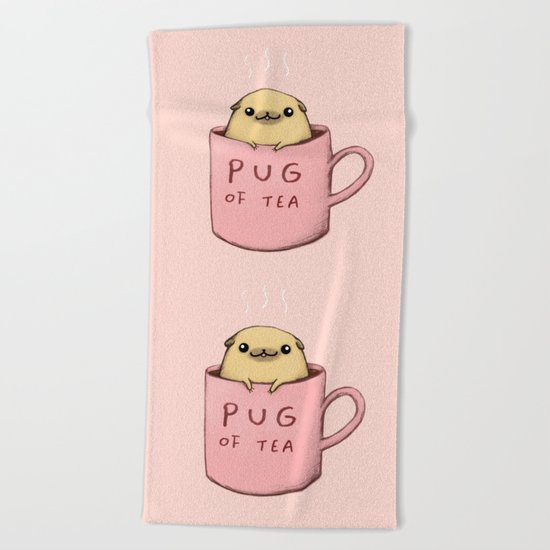 Pug of Tea Beach Towel