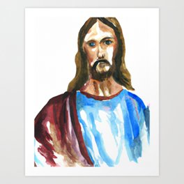 Divine Hues: The Watercolor Messiah Art Print