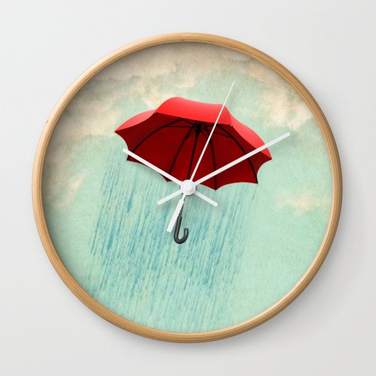 red rain Wall Clock