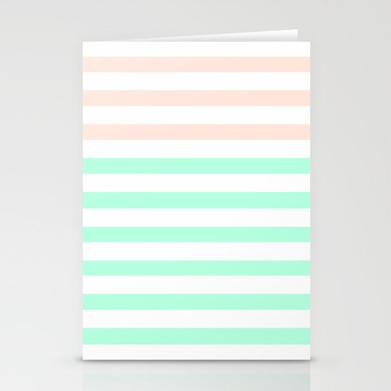MINT & PEACH STRIPES Stationery Cards