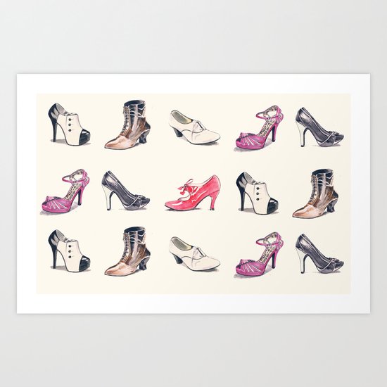 Vintage Shoes Pattern Art Print