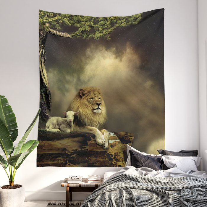 The Lion the Lamb Wall Tapestry