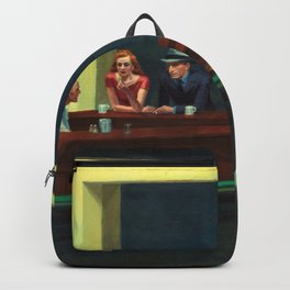 NIGHTHAWKS downtown diner late at night iconic cityscape oil on canvas painting by Edward Hopper Backpack
