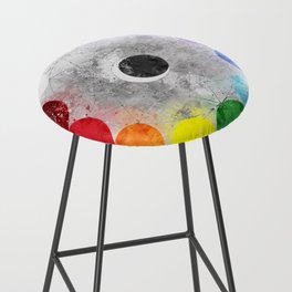 Chakra colors and moon - color wheel 2  Bar Stool